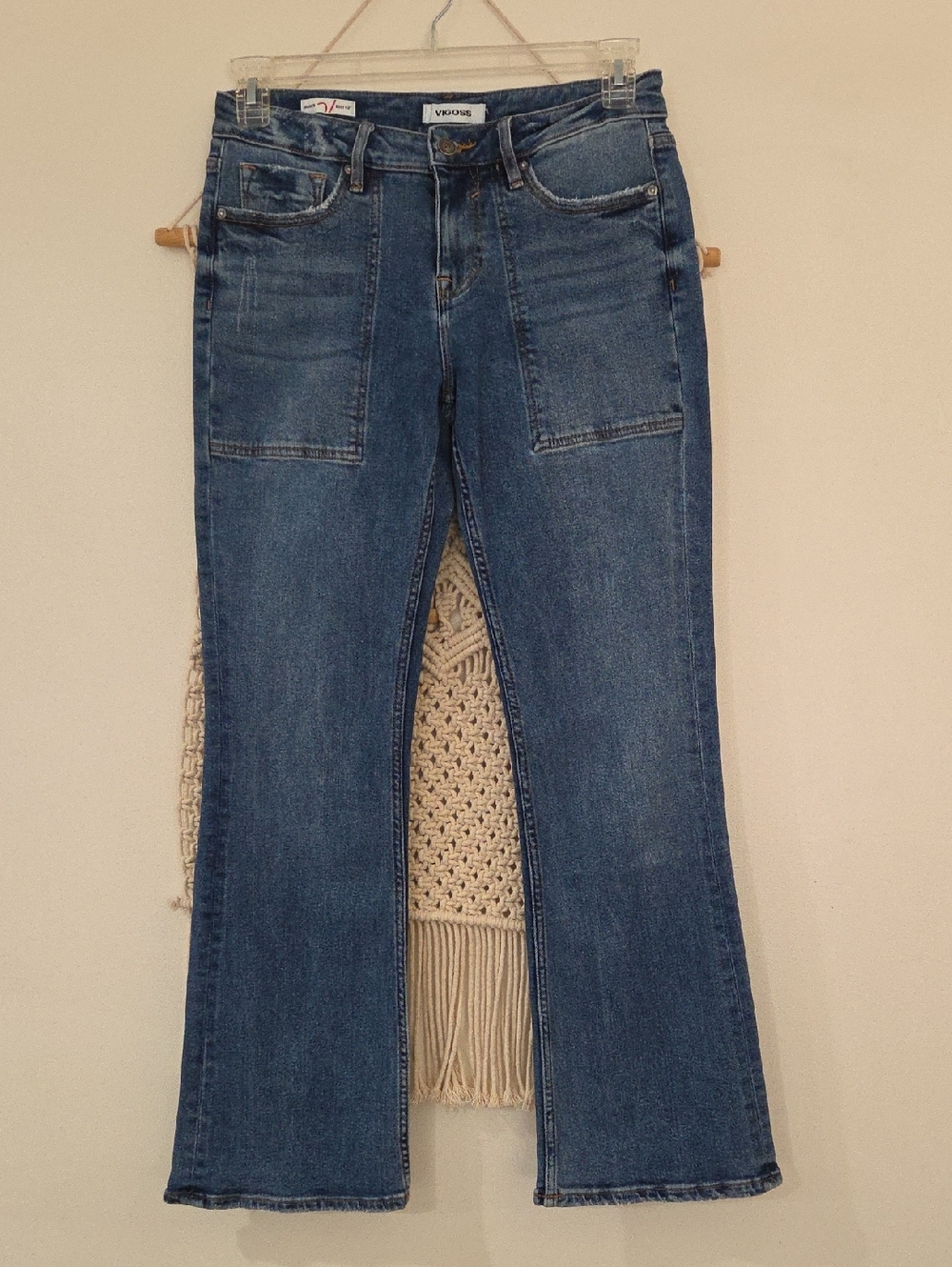 Vigoss Women's Medium Blue Boot Cut Jeans with Patch Pockets